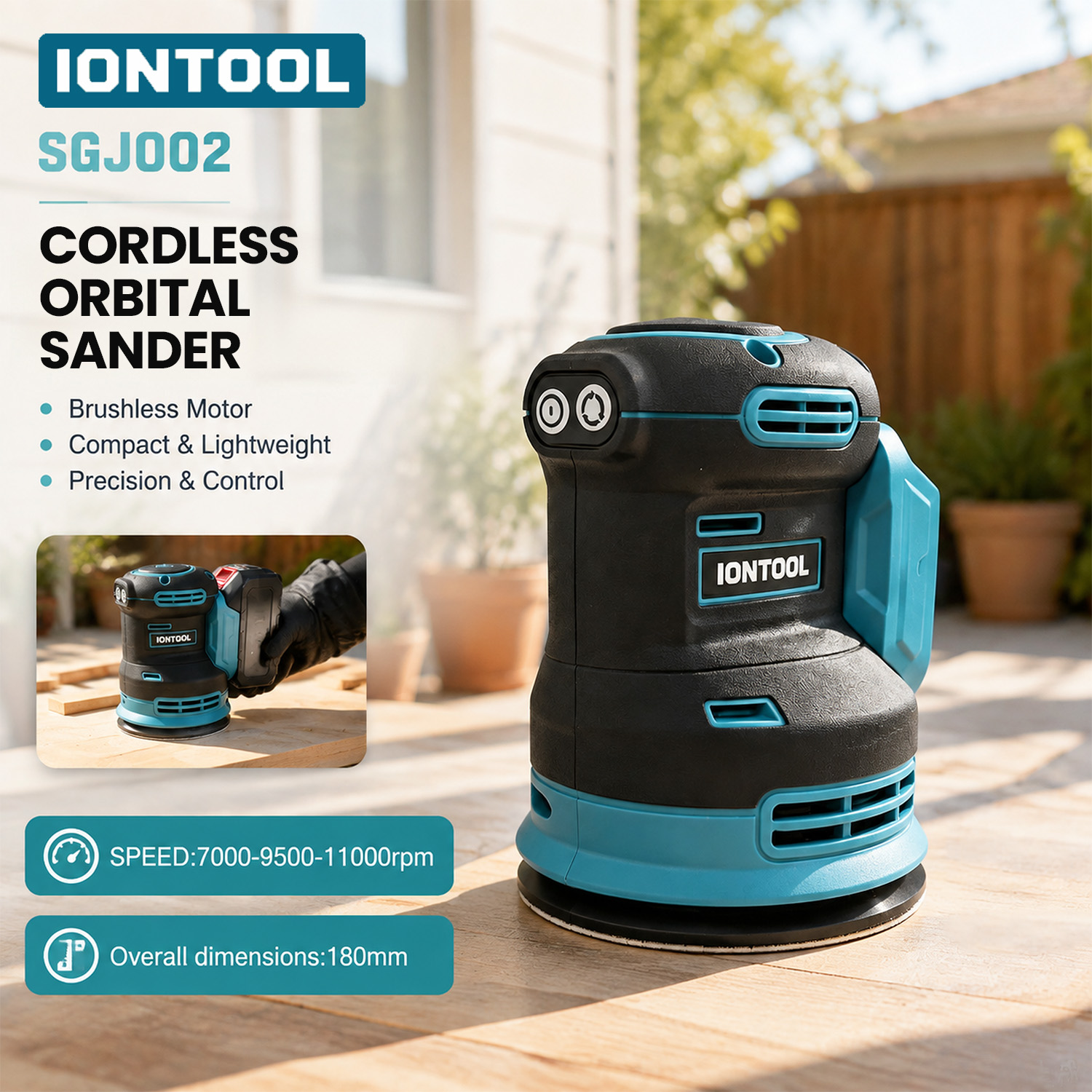 Detail Sander Corner - IONTOOL Brushless Cordless Sander 180mm For